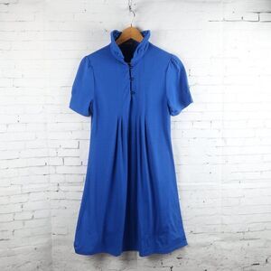 REBORN BLUE SHORT SLEEVE 3 BUTTON DOWN FIT & FLARE MIDI DRESS SIZE SMALL